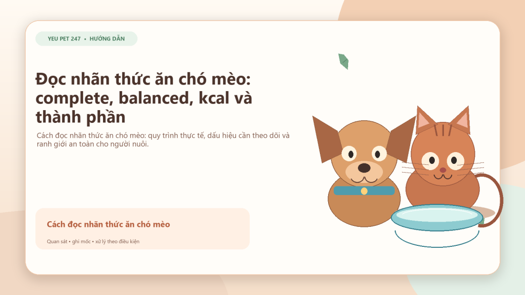 Ảnh đại diện: Đọc nhãn thức ăn chó mèo: complete, balanced, kcal và thành phần